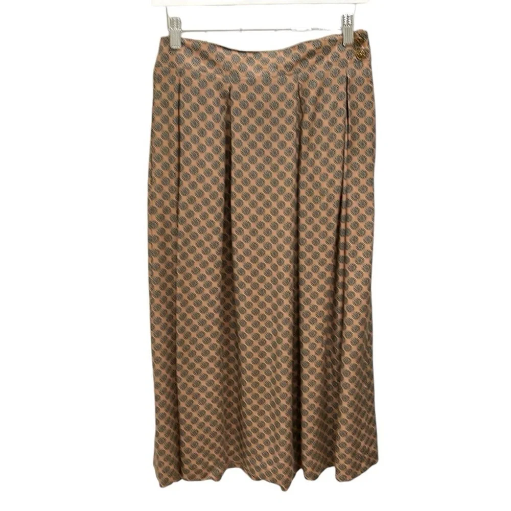 Vintage Chaus Medallion Print Pleated Midi Skirt SZ 10